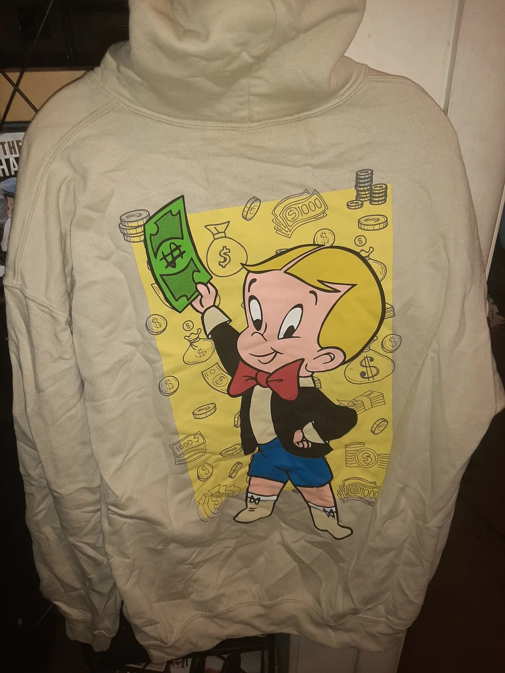 Cream Graphic Hoodie Sweatshirt - Richie Rich Design